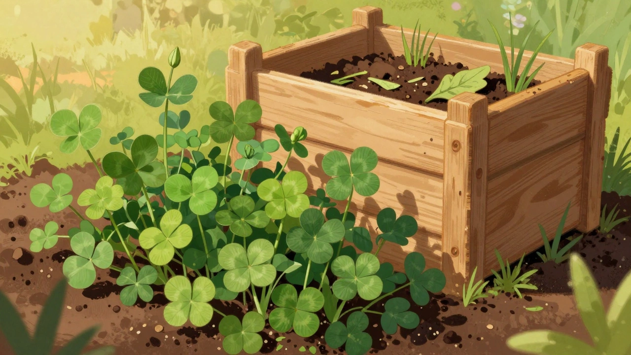 Бобовые растения и компостная куча для удобрения почвы