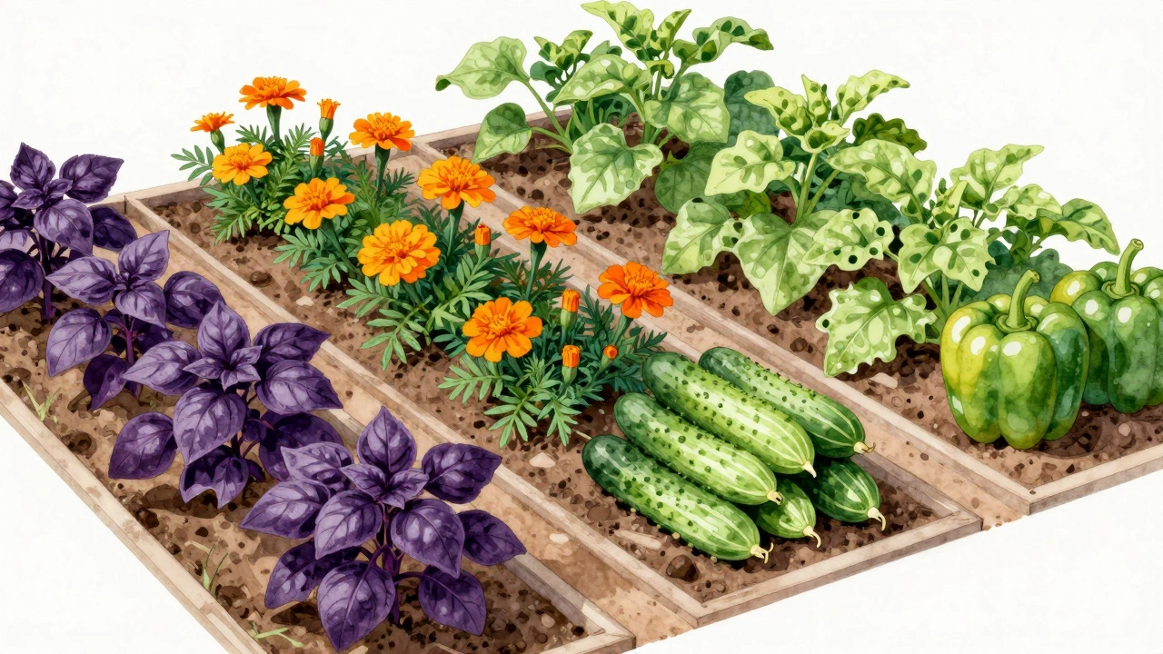 Декоративный огород с сочетанием овощей и ярких цветов