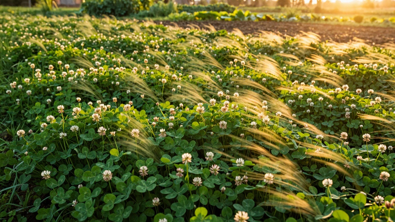 Поле клевера и вики как сидератов для восстановления почвы